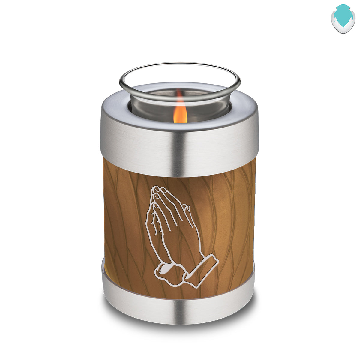 Candle Holder Embrace Pearl Gold Praying Hands Cremation Urn