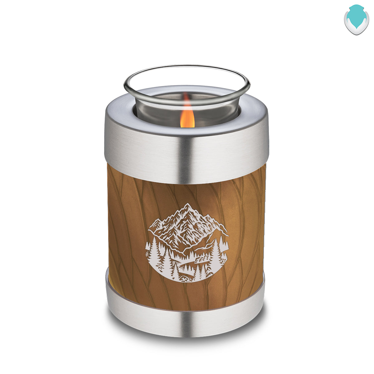 Candle Holder Embrace Pearl Gold Rocky Mountains Cremation Urn