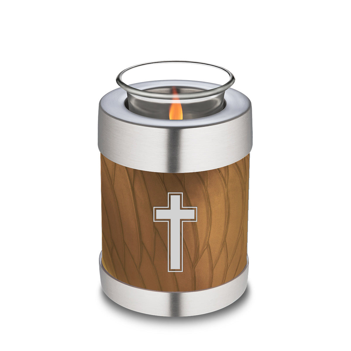 Candle Holder Embrace Pearl Gold Simple Cross Cremation Urn