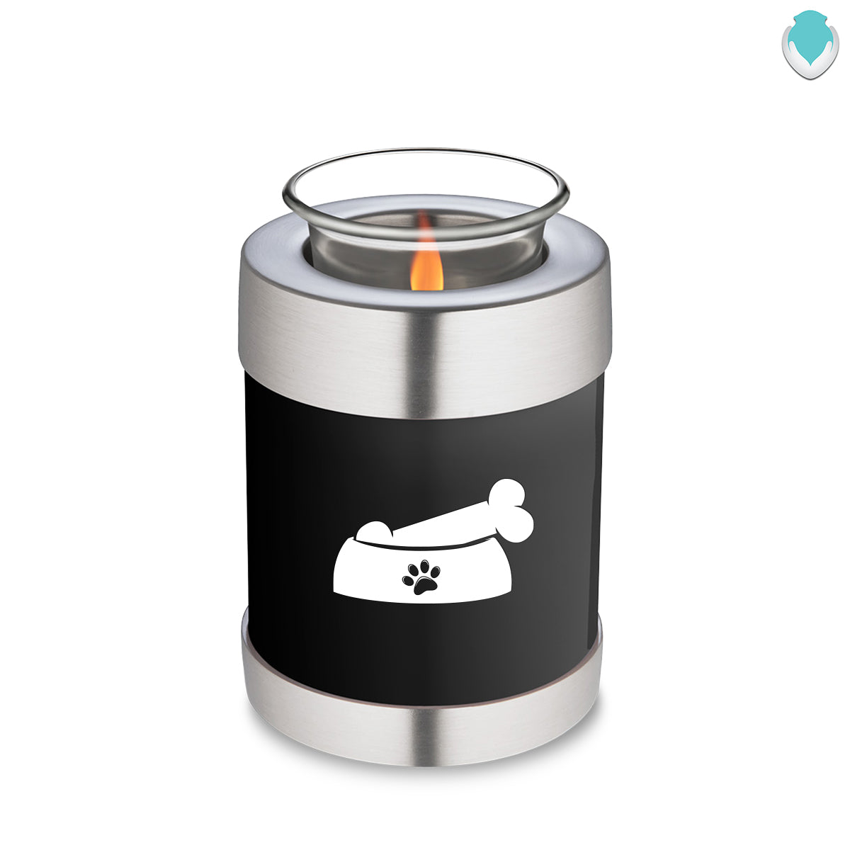 Candle Holder Embrace Black Pet Dog Bone Cremation Urn