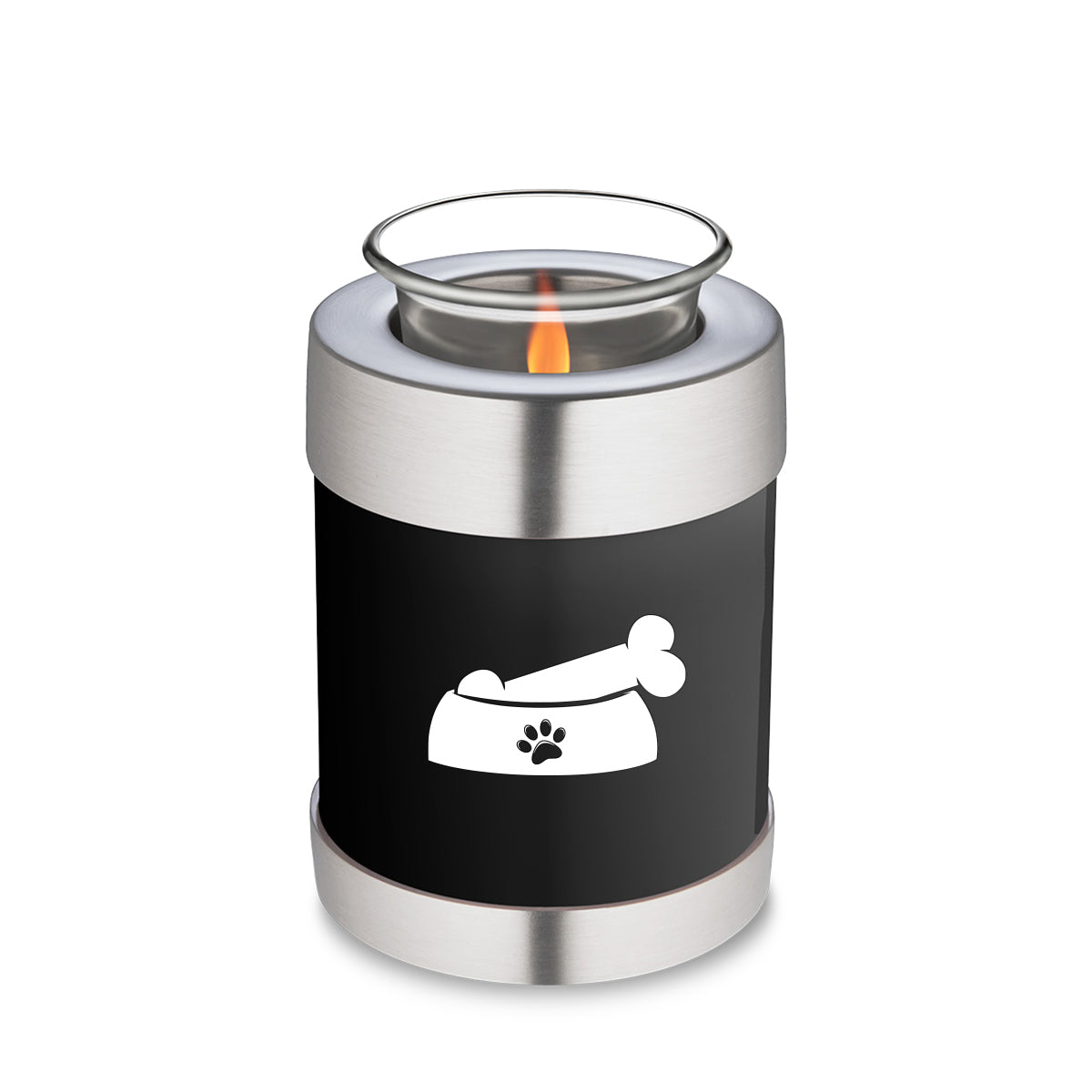 Candle Holder Embrace Black Pet Dog Bone Cremation Urn