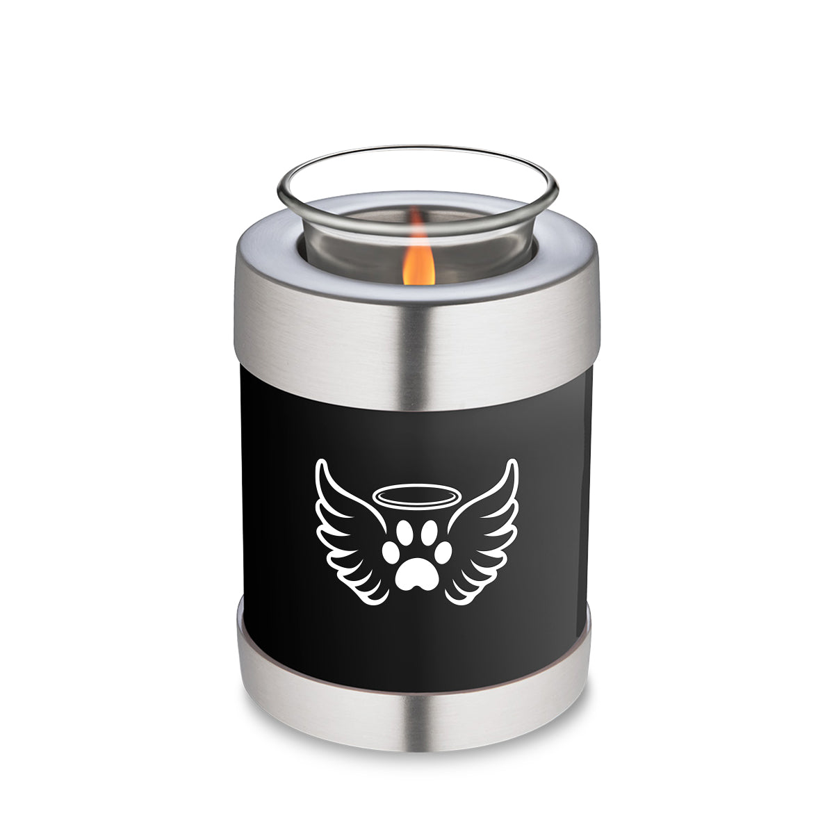 Candle Holder Embrace Black Pet Angel Wings Cremation Urn