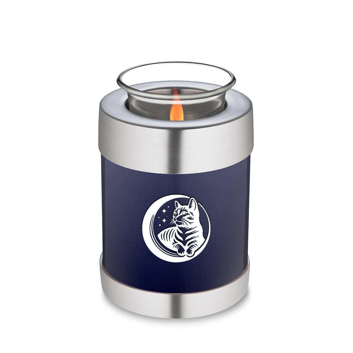 Candle Holder Embrace Cobalt Blue Pet Cute Cat Cremation Urn