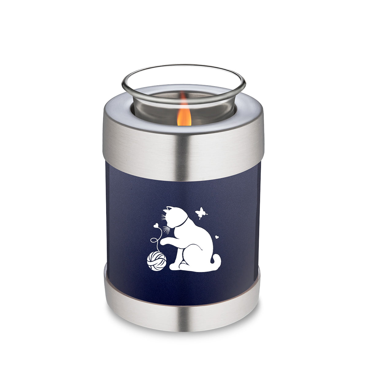 Candle Holder Embrace Cobalt Blue Pet Fun Cat Cremation Urn