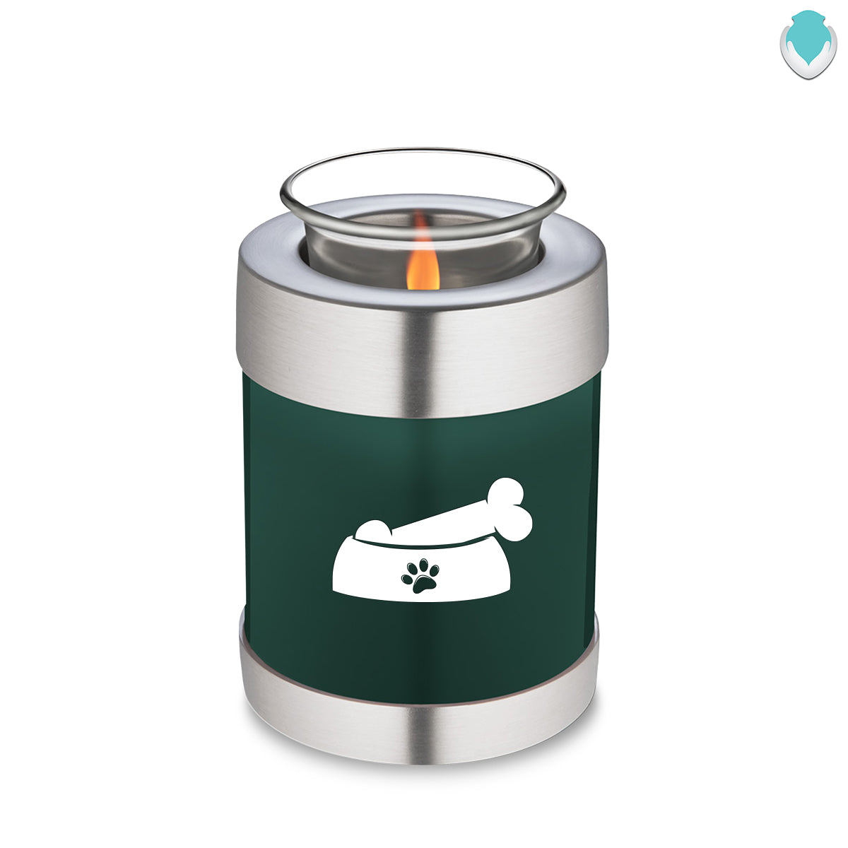 Candle Holder Embrace Green Pet Dog bone Cremation Urn