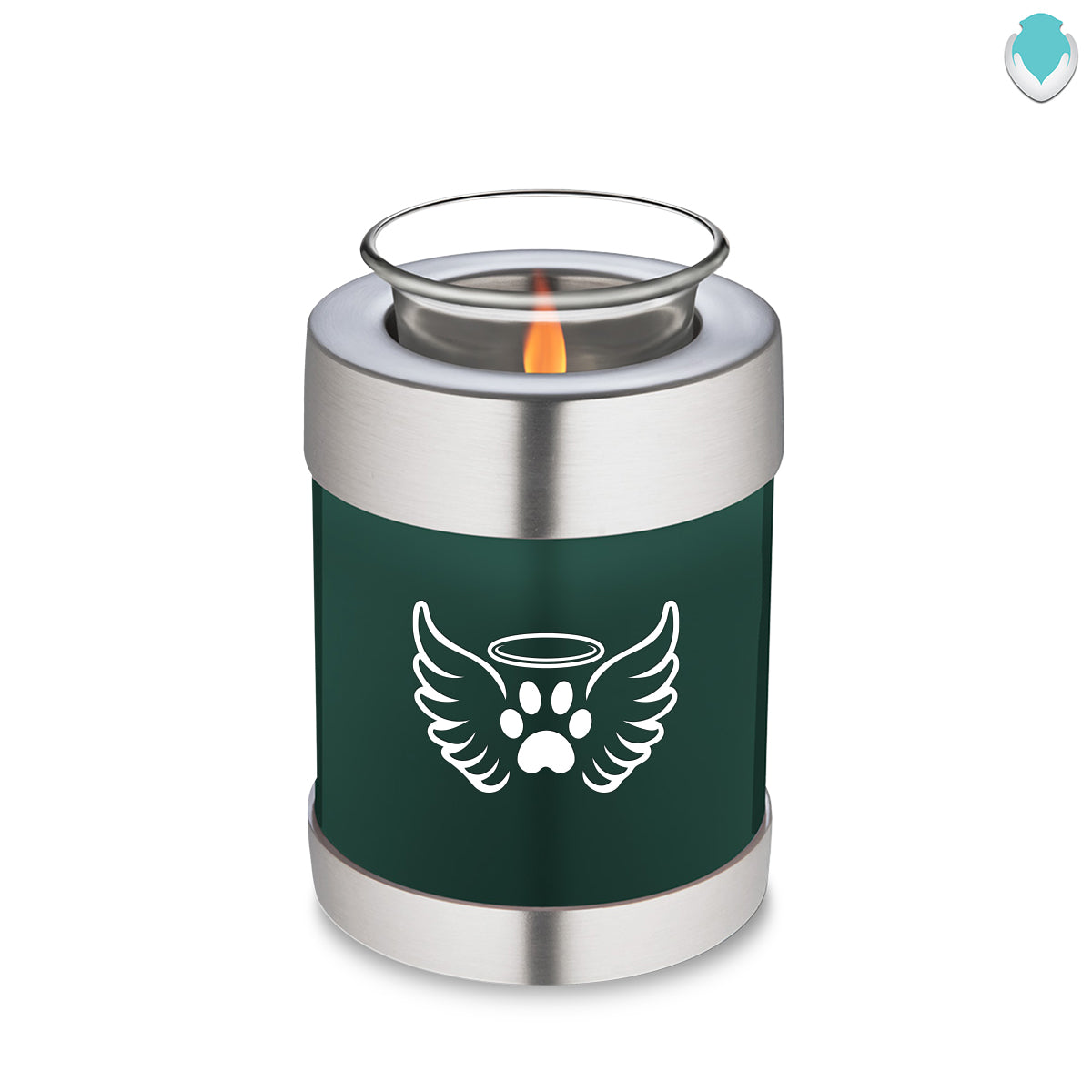 Candle Holder Embrace Green Pet Angel Wings Cremation Urn