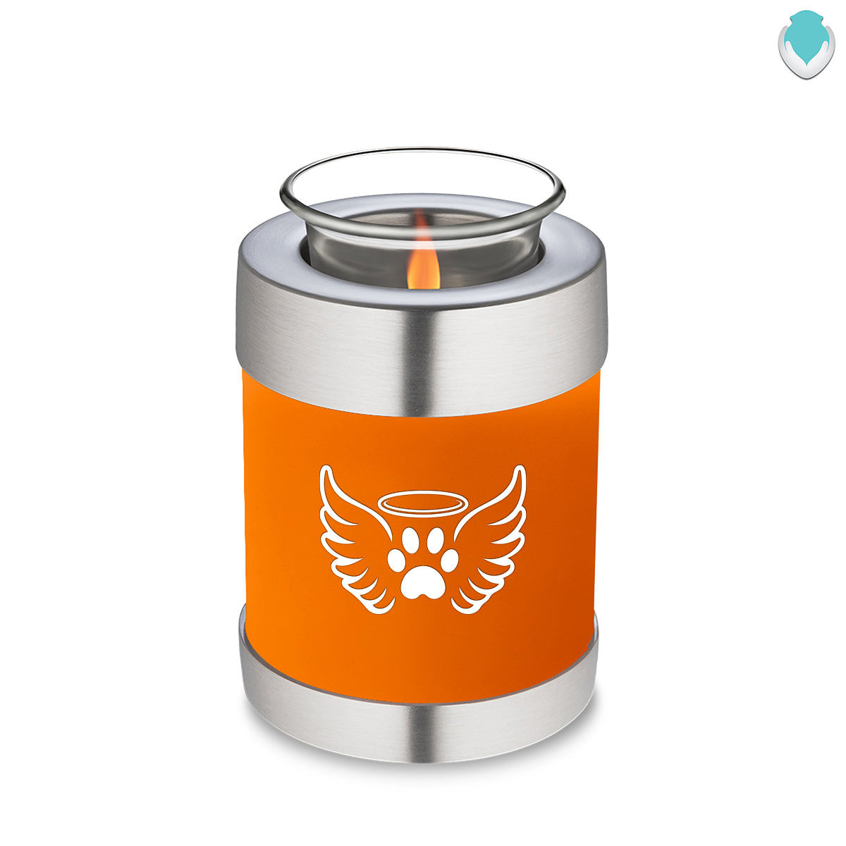 Candle Holder Embrace Burnt Orange Pet Angel Wings Cremation Urn