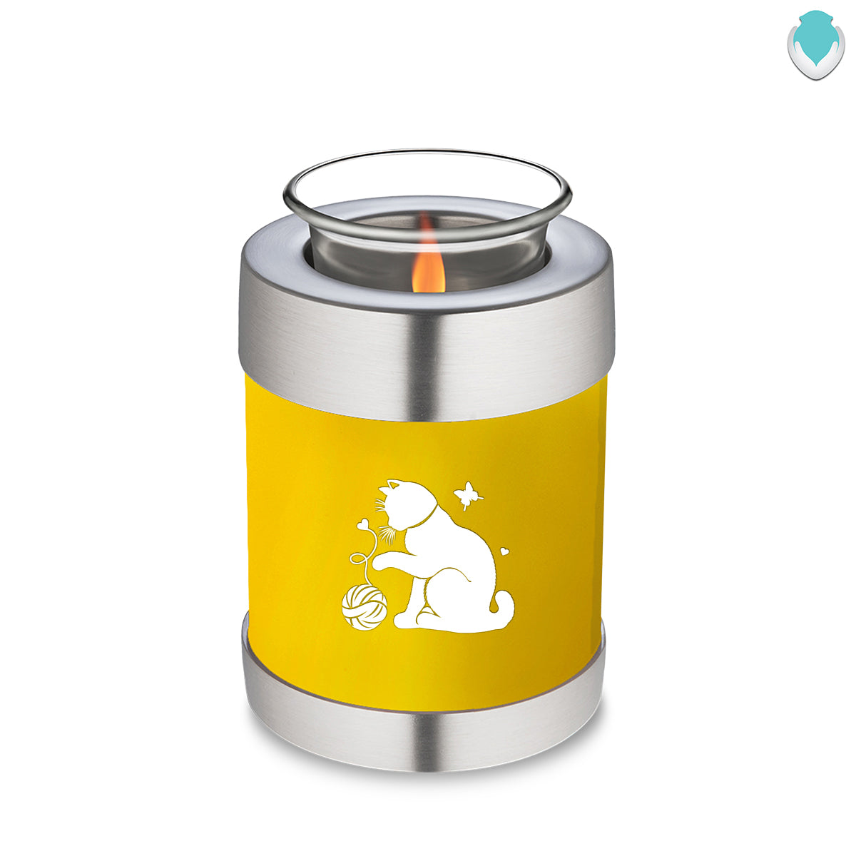 Candle Holder Embrace Yellow Pet Fun Cat Cremation Urn