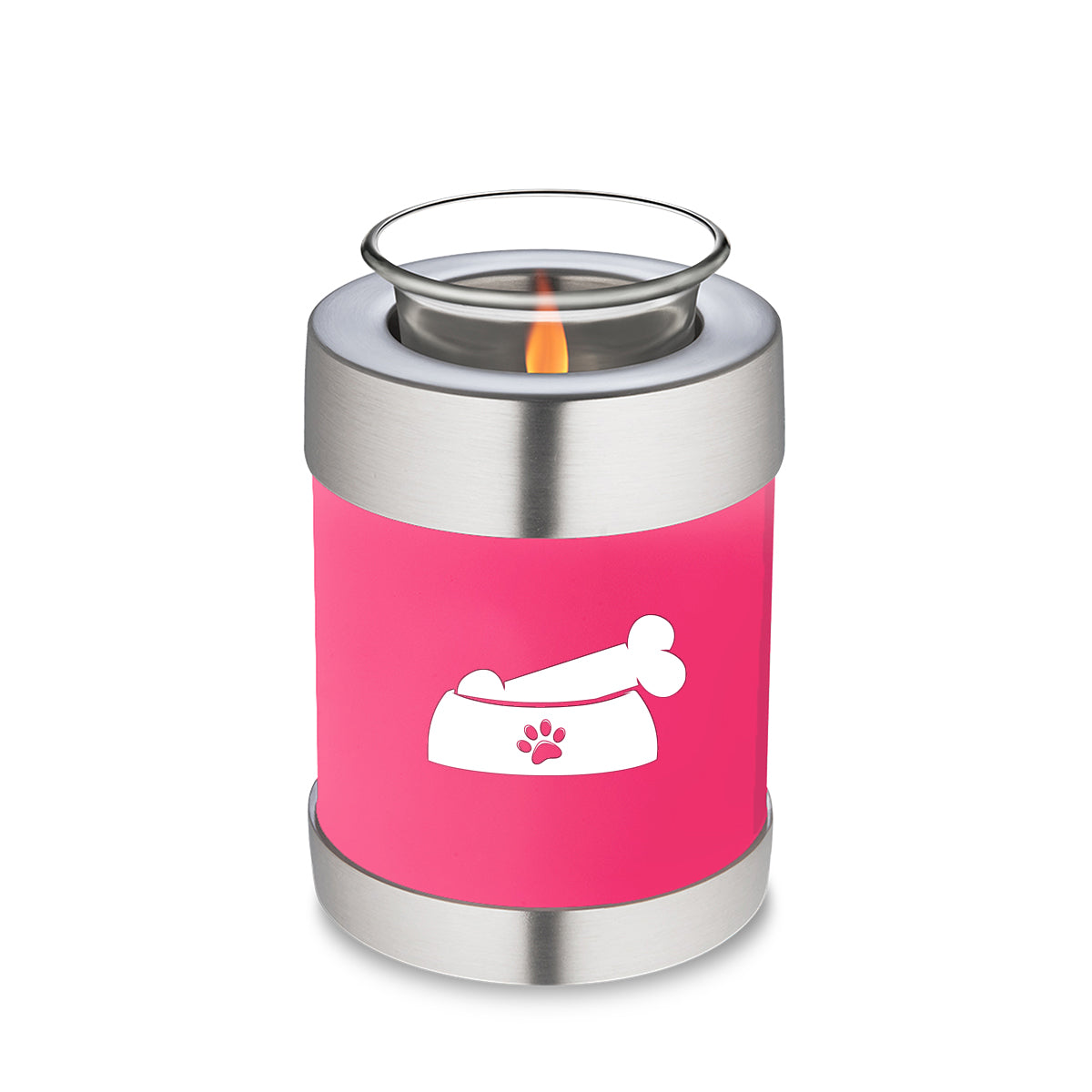 Candle Holder Embrace Bright Pink Pet Dog Bone Cremation Urn