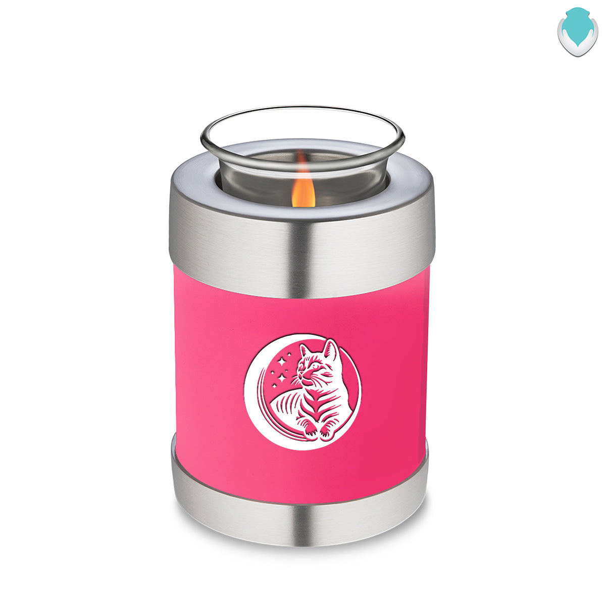 Candle Holder Embrace Bright Pink Pet Cute Cat Cremation Urn