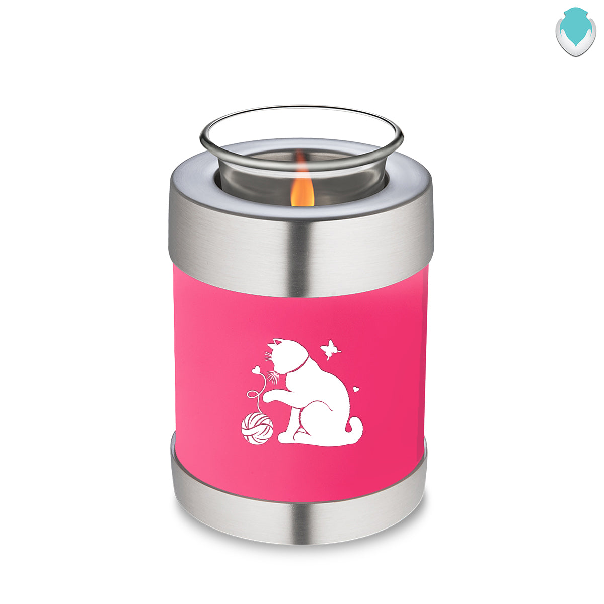 Candle Holder Embrace Bright Pink Pet Fun Cat Cremation Urn