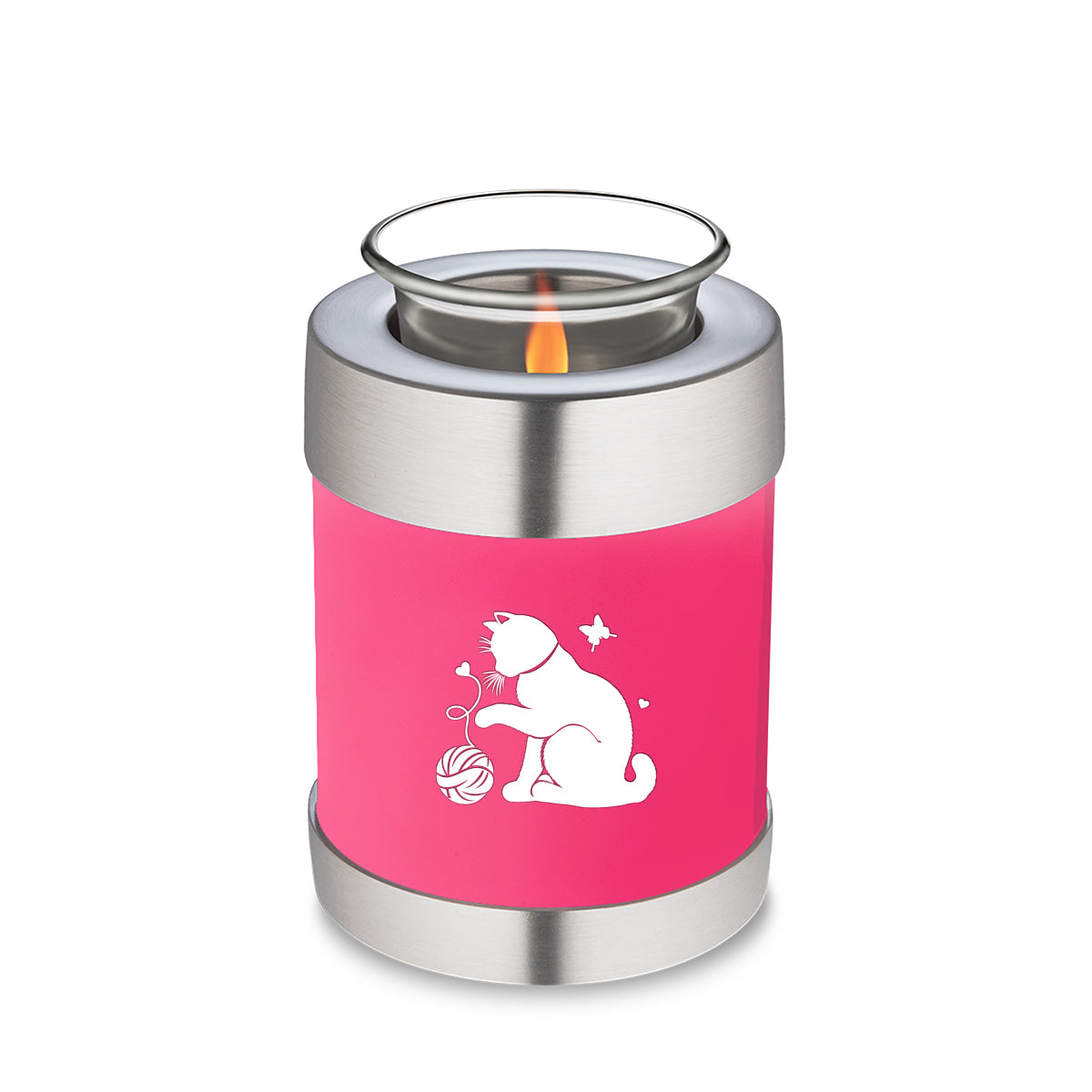 Candle Holder Embrace Bright Pink Pet Fun Cat Cremation Urn