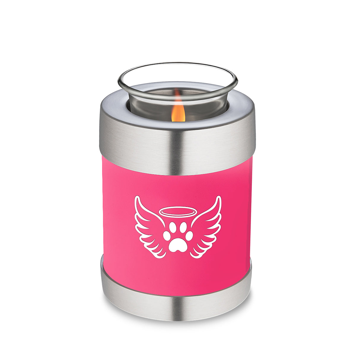 Candle Holder Embrace Bright Pink Pet Angel Wings Cremation Urn