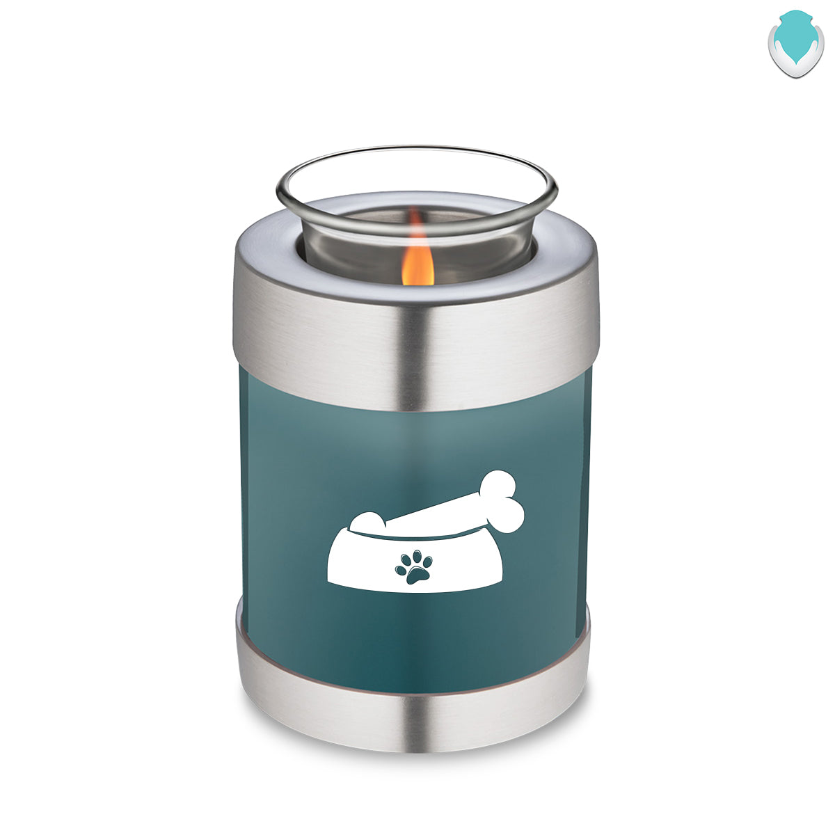 Candle Holder Embrace Teal Pet Dog Bone Cremation Urn