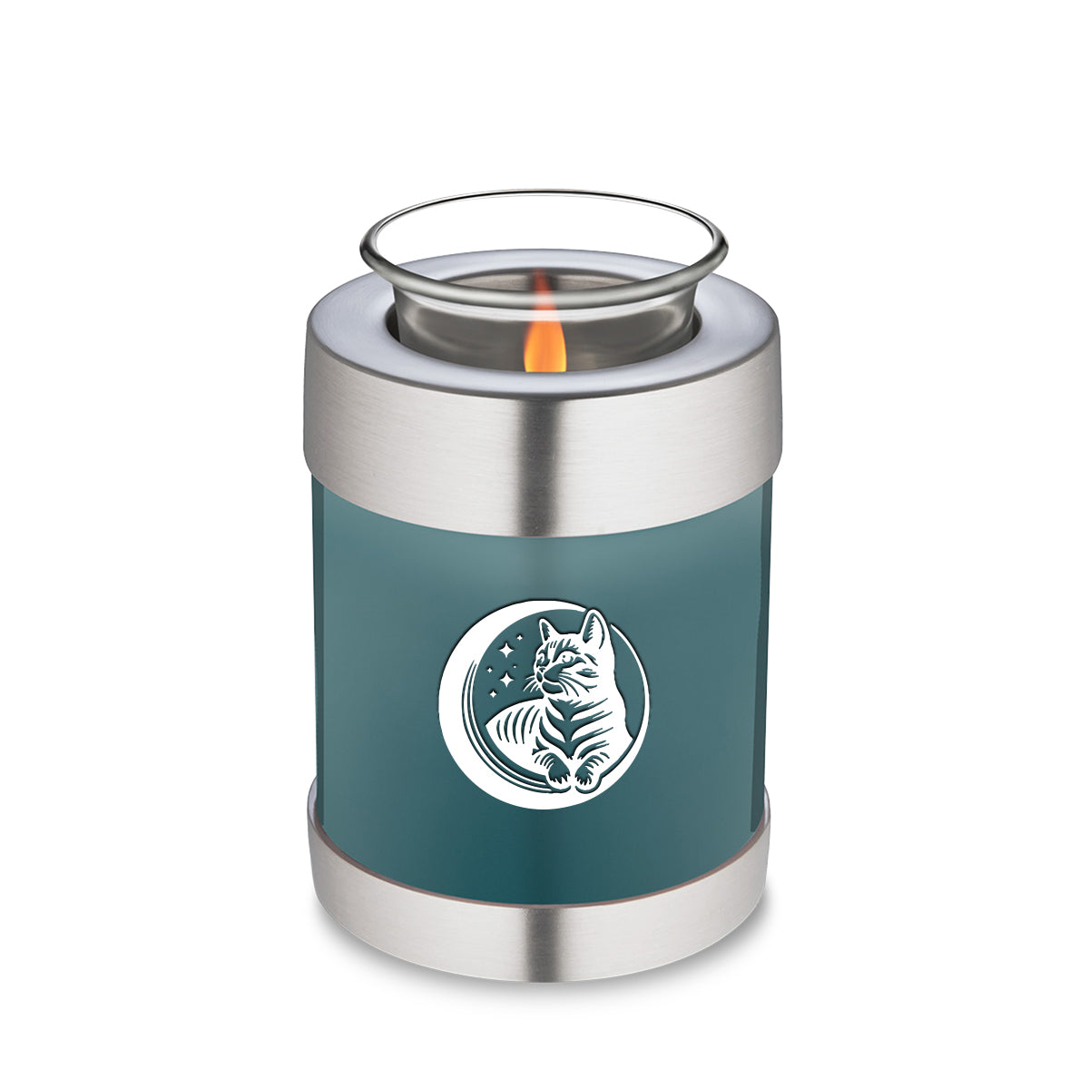 Candle Holder Embrace Teal Pet Cute Cat Cremation Urn