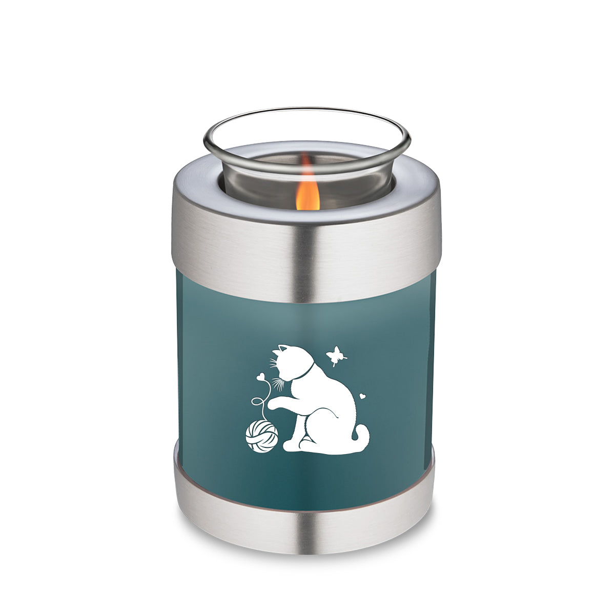 Candle Holder Embrace Teal Pet Fun Cat Cremation Urn