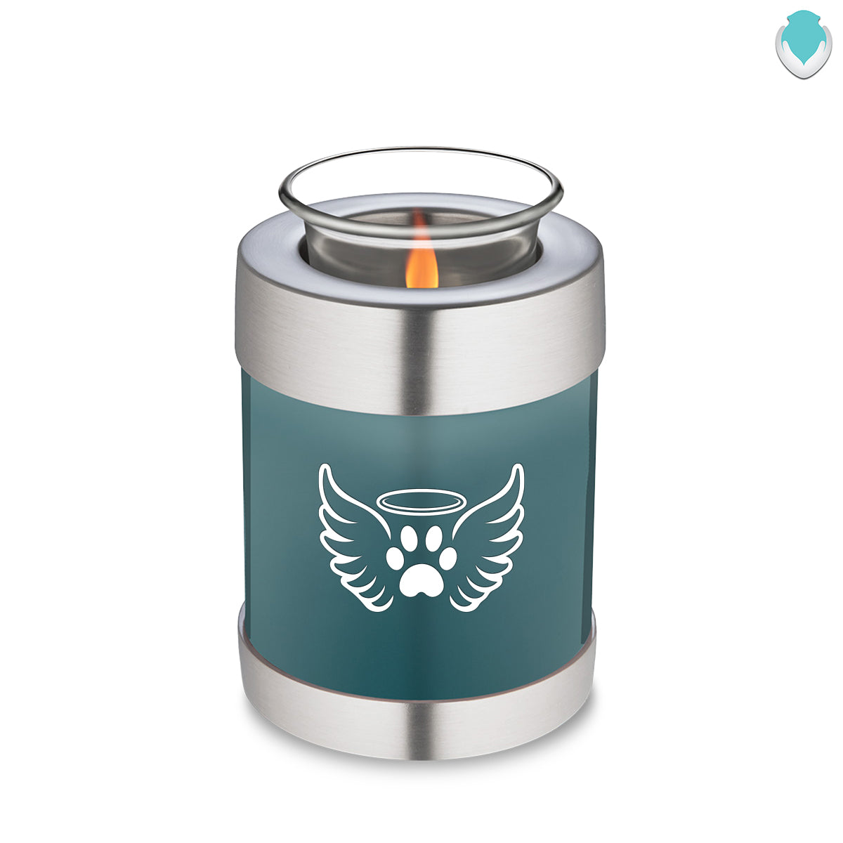 Candle Holder Embrace Teal Pet Angel Wings Cremation Urn
