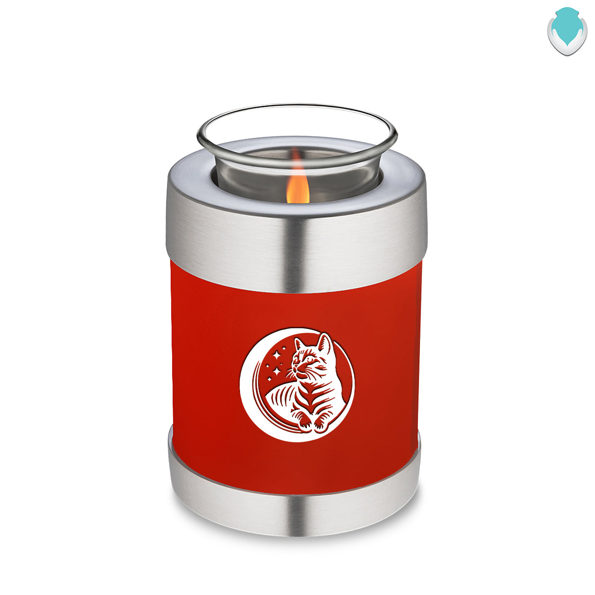 Candle Holder Embrace Bright Red Pet Cute Cat Cremation Urn