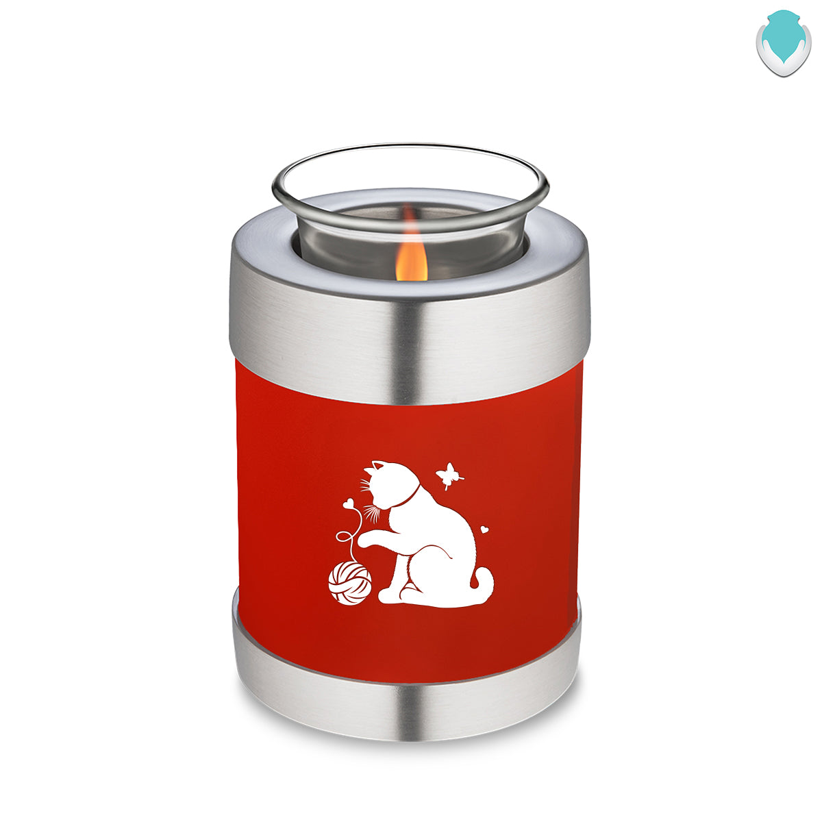 Candle Holder Embrace Bright Red Pet Fun Cat Cremation Urn