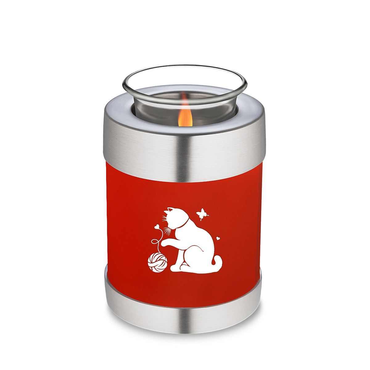 Candle Holder Embrace Bright Red Pet Fun Cat Cremation Urn