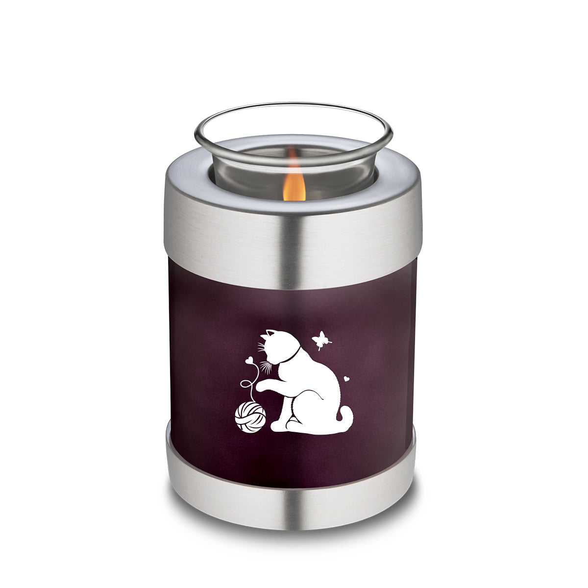 Candle Holder Embrace Cherry Purple Pet Fun Cat Cremation Urn