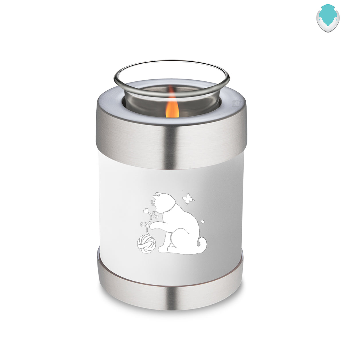 Candle Holder Embrace White Pet Fun Cat Cremation Urn
