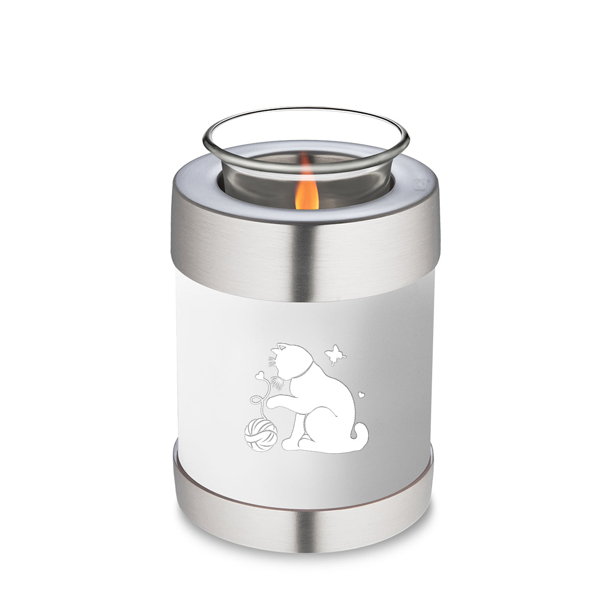 Candle Holder Embrace White Pet Fun Cat Cremation Urn