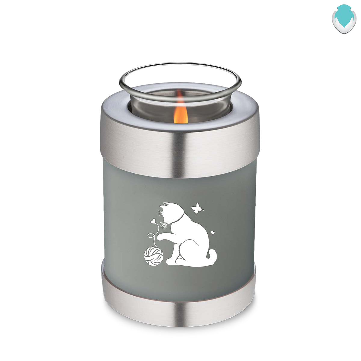 Candle Holder Embrace Slate Grey Pet Fun Cat Cremation Urn