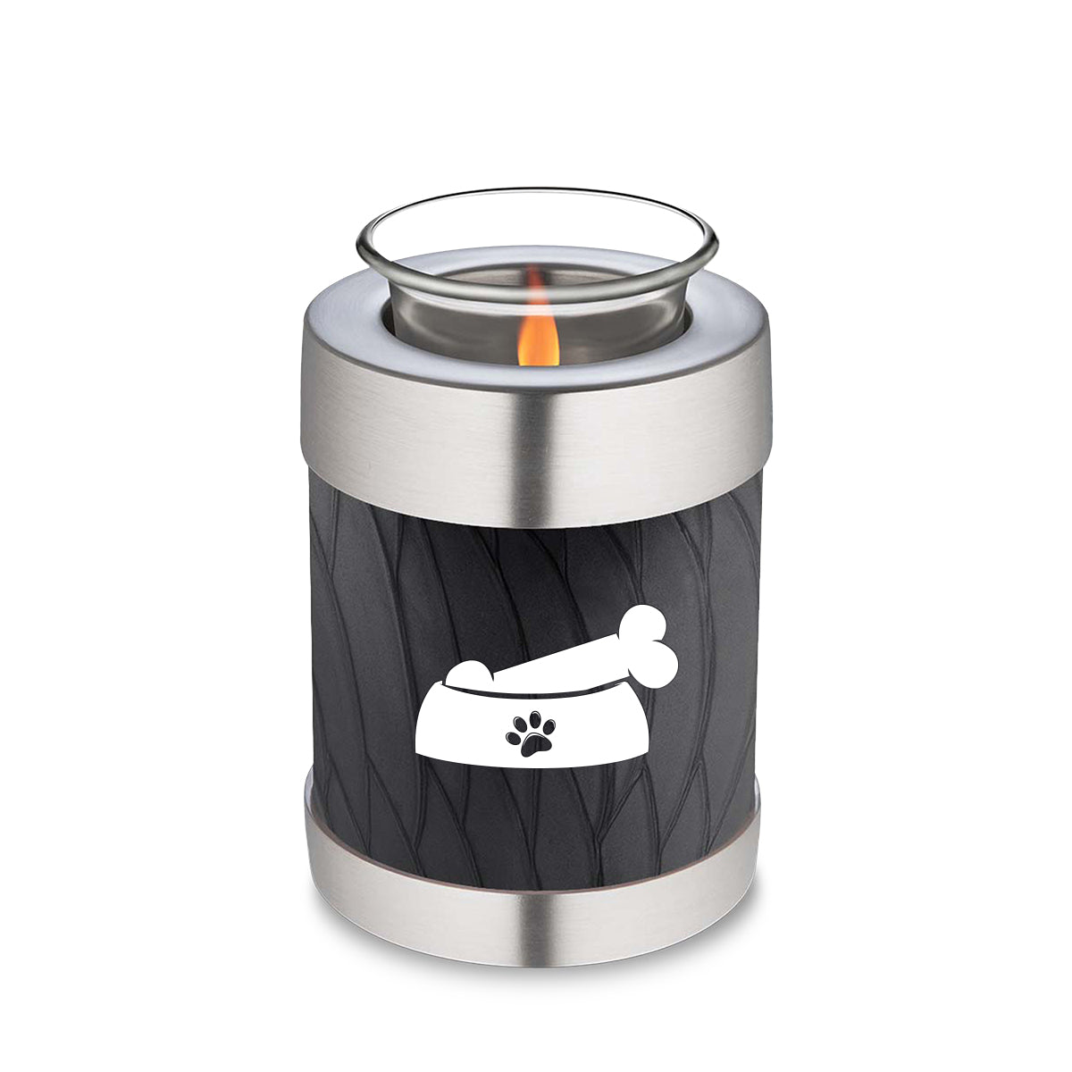 Candle Holder Embrace Pearl Black Pet Dog Bone Cremation Urn