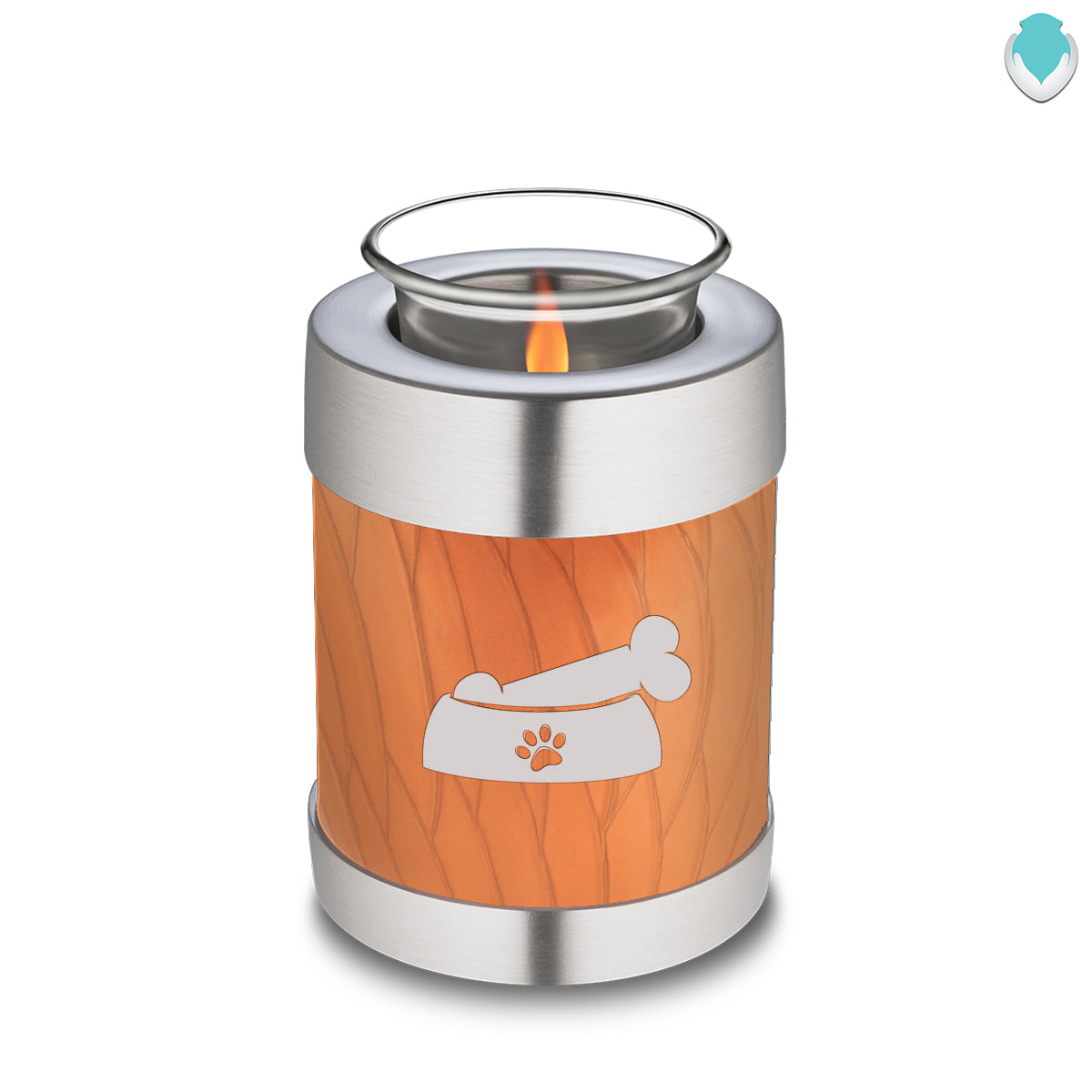 Candle Holder Embrace Pearl Orange Pet Dog Bone Cremation Urn