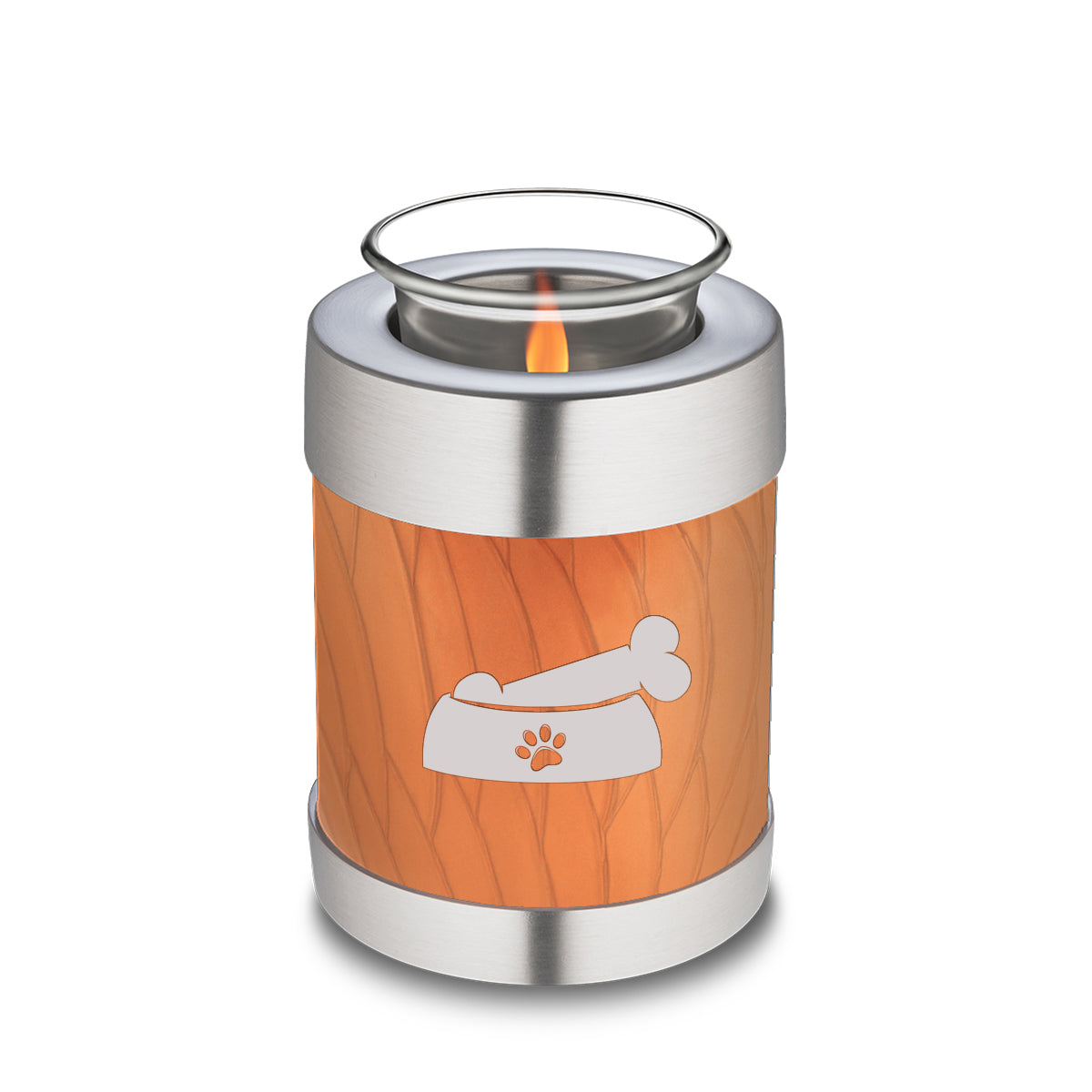 Candle Holder Embrace Pearl Orange Pet Dog Bone Cremation Urn