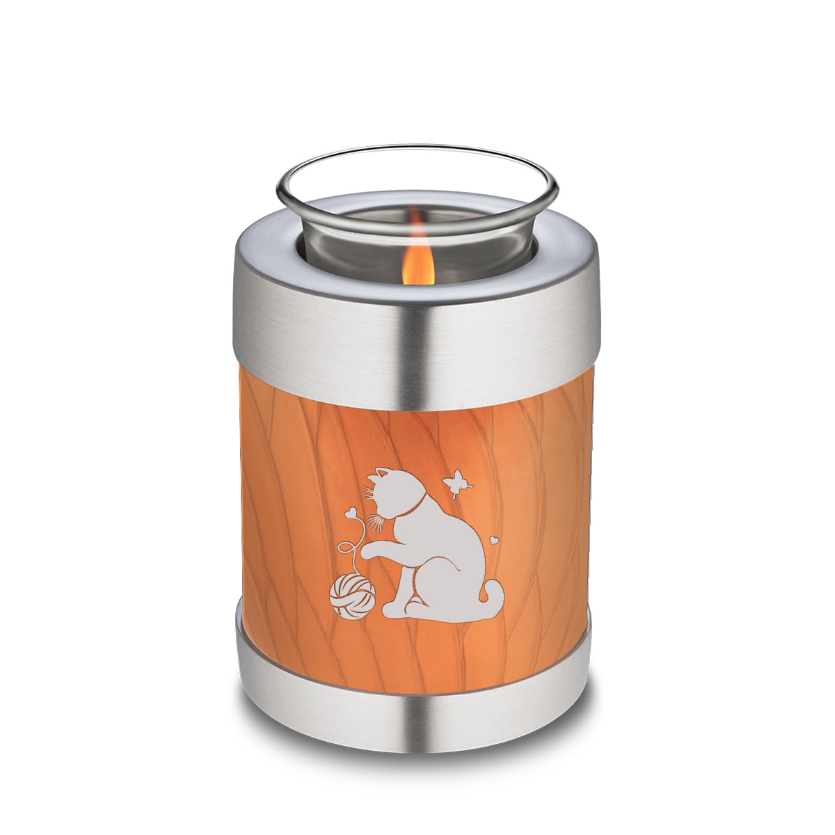 Candle Holder Embrace Pearl Orange Pet Fun Cat Cremation Urn
