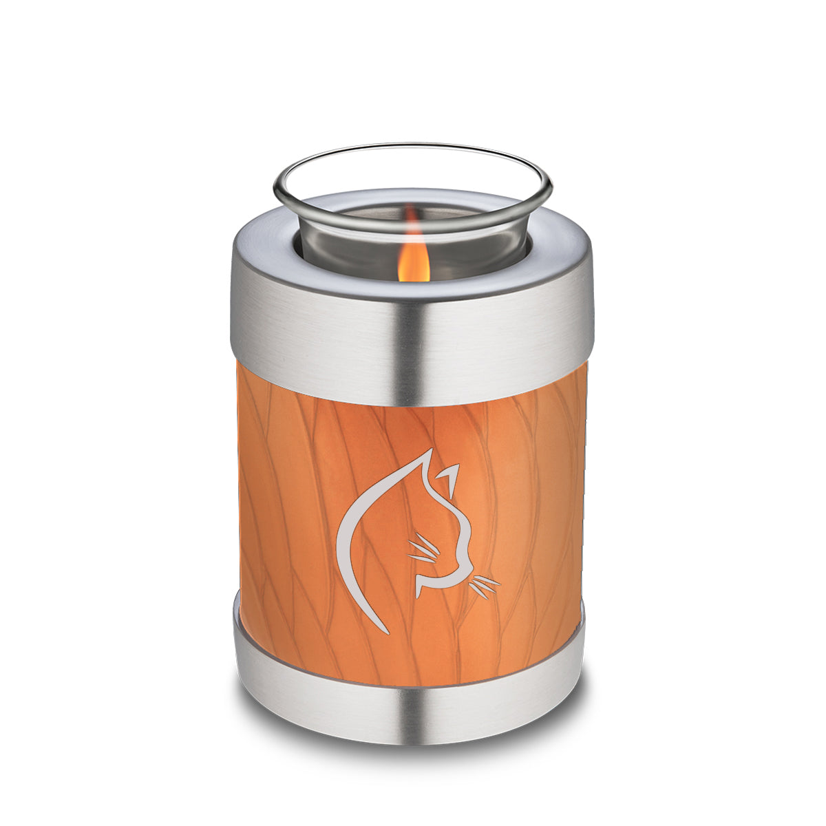 Candle Holder Embrace Pearl Orange Cat Pet Cremation Urn