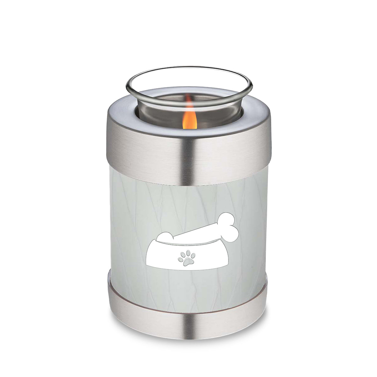 Candle Holder Embrace Pearl White Pet Dog Bone Cremation Urn