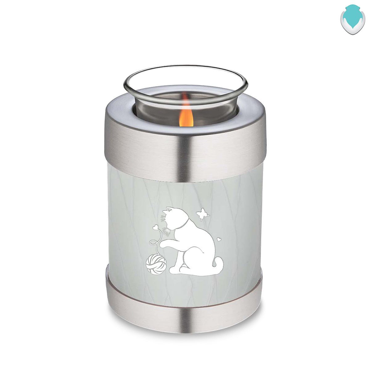 Candle Holder Embrace Pearl White Pet Fun Cat Cremation Urn