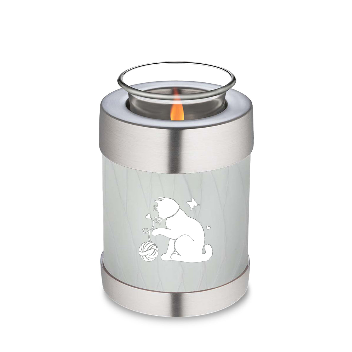 Candle Holder Embrace Pearl White Pet Fun Cat Cremation Urn