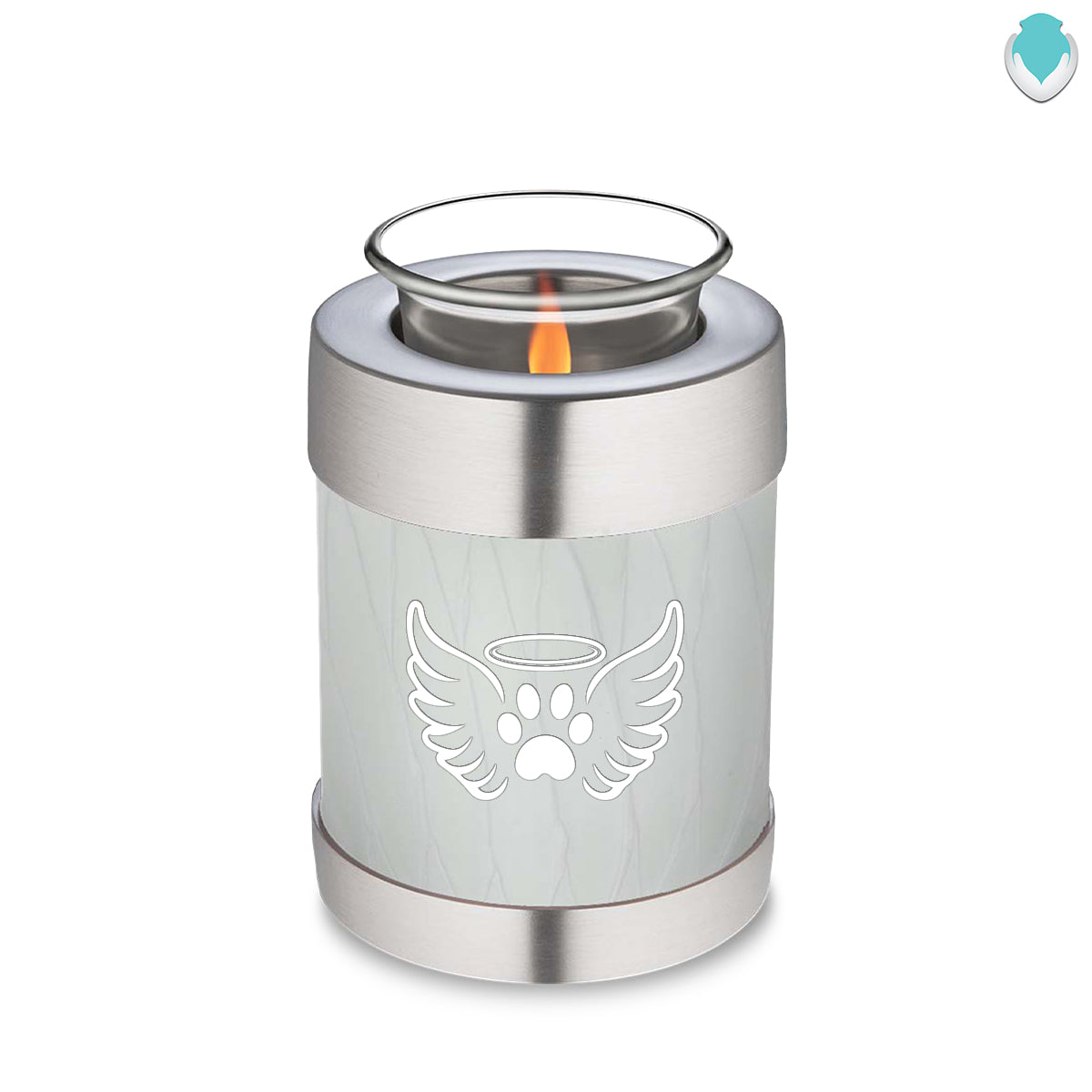 Candle Holder Embrace Pearl White Pet Angel Wings Cremation Urn