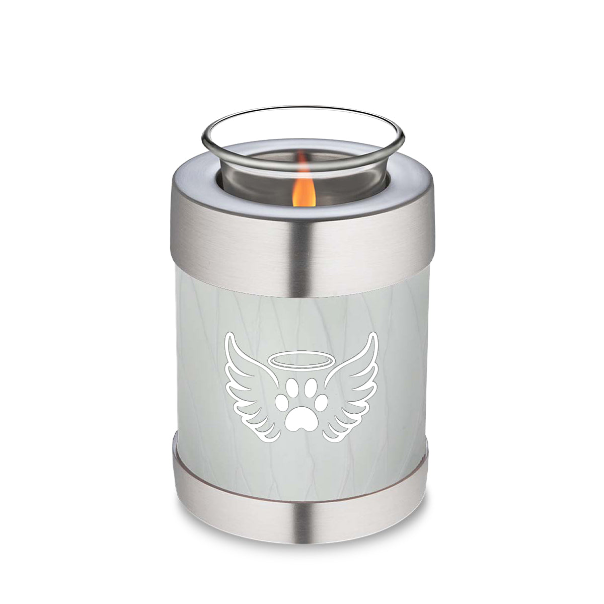 Candle Holder Embrace Pearl White Pet Angel Wings Cremation Urn