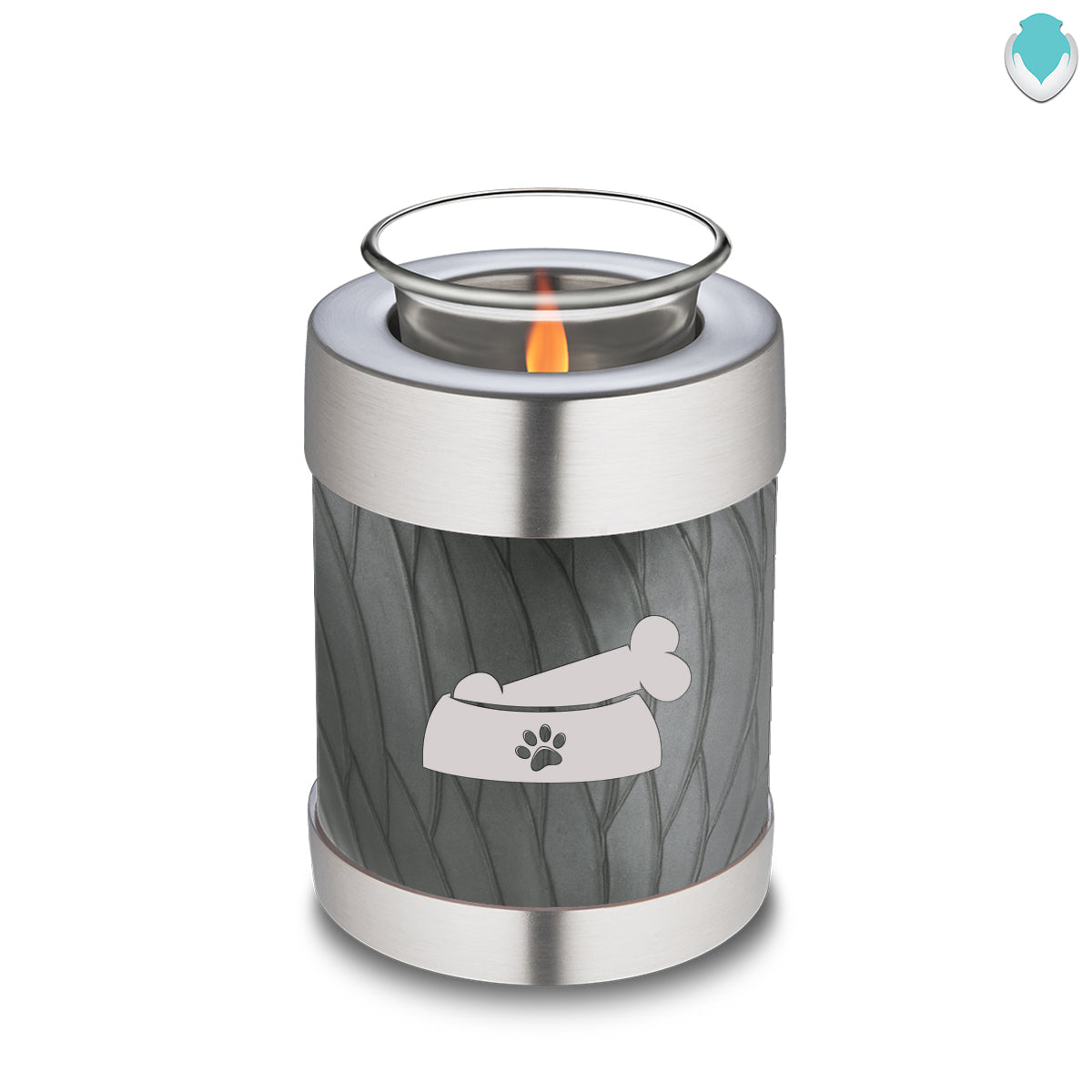 Candle Holder Embrace Pearl Silver Pet Dog Bone Cremation Urn