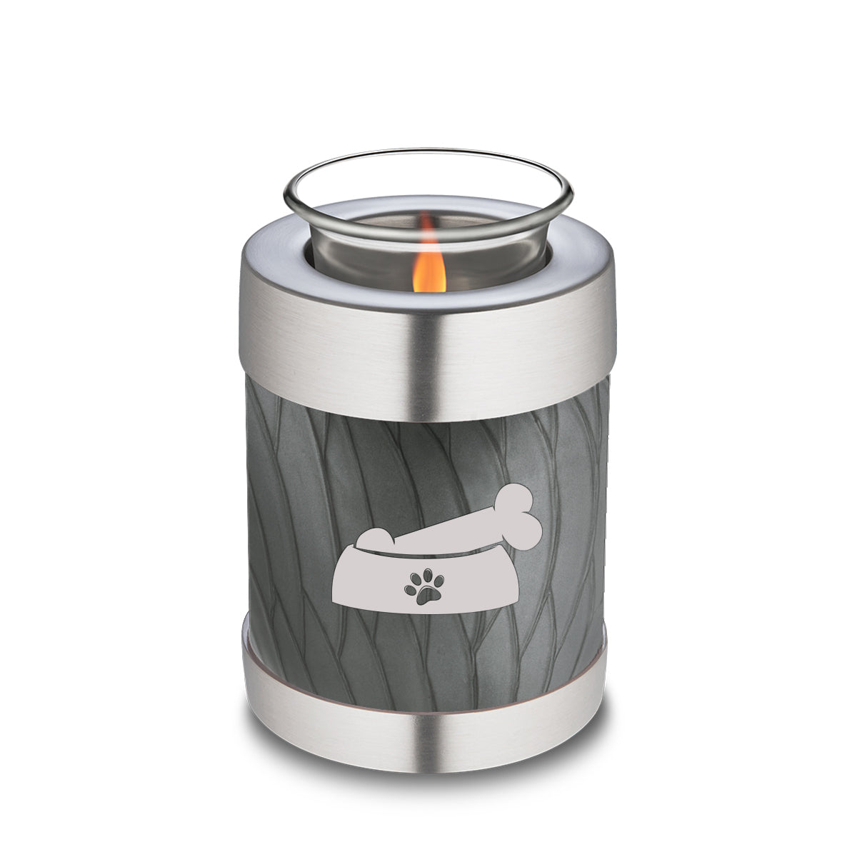 Candle Holder Embrace Pearl Silver Pet Dog Bone Cremation Urn