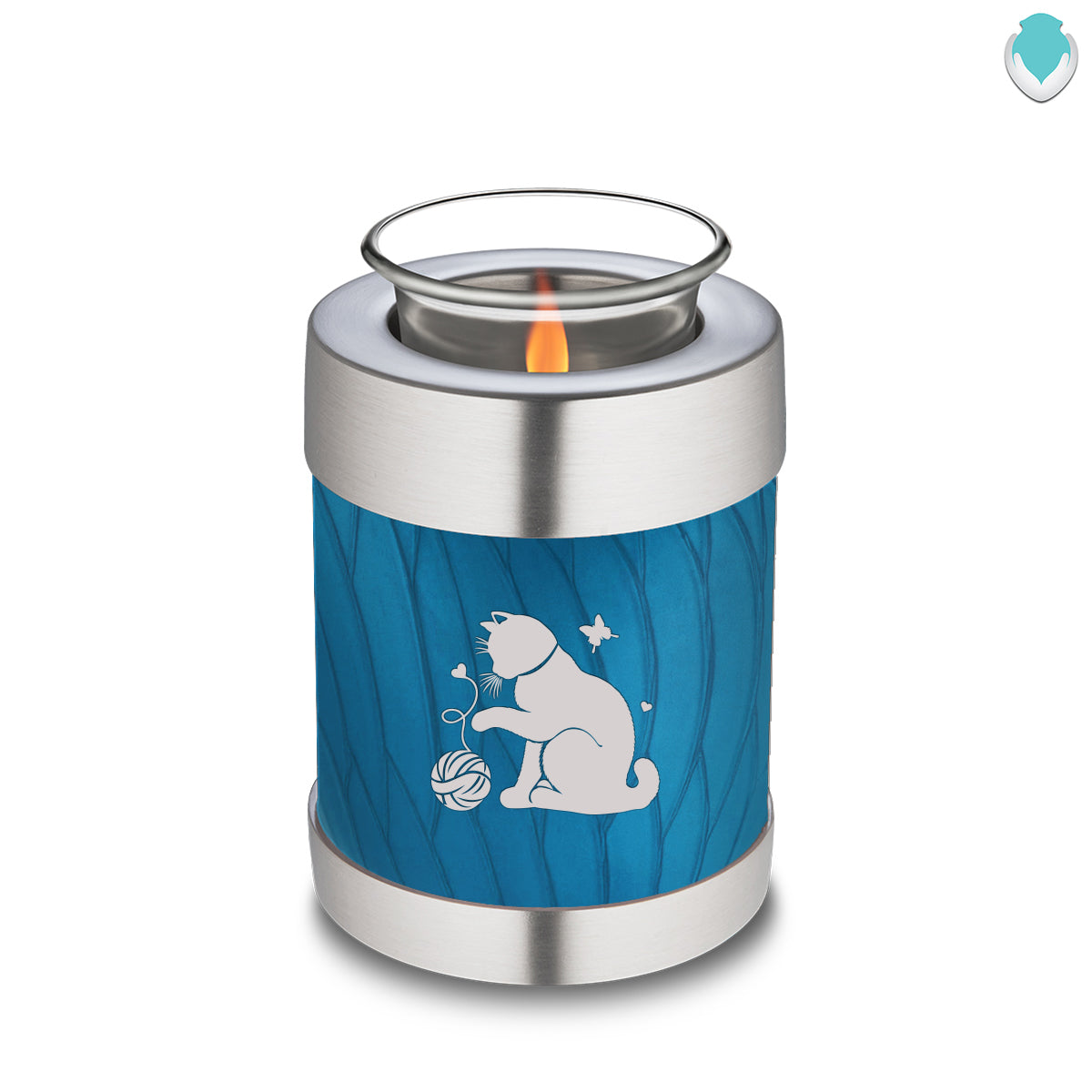 Candle Holder Embrace Pearl Racing blue Pet Fun Cat Cremation Urn
