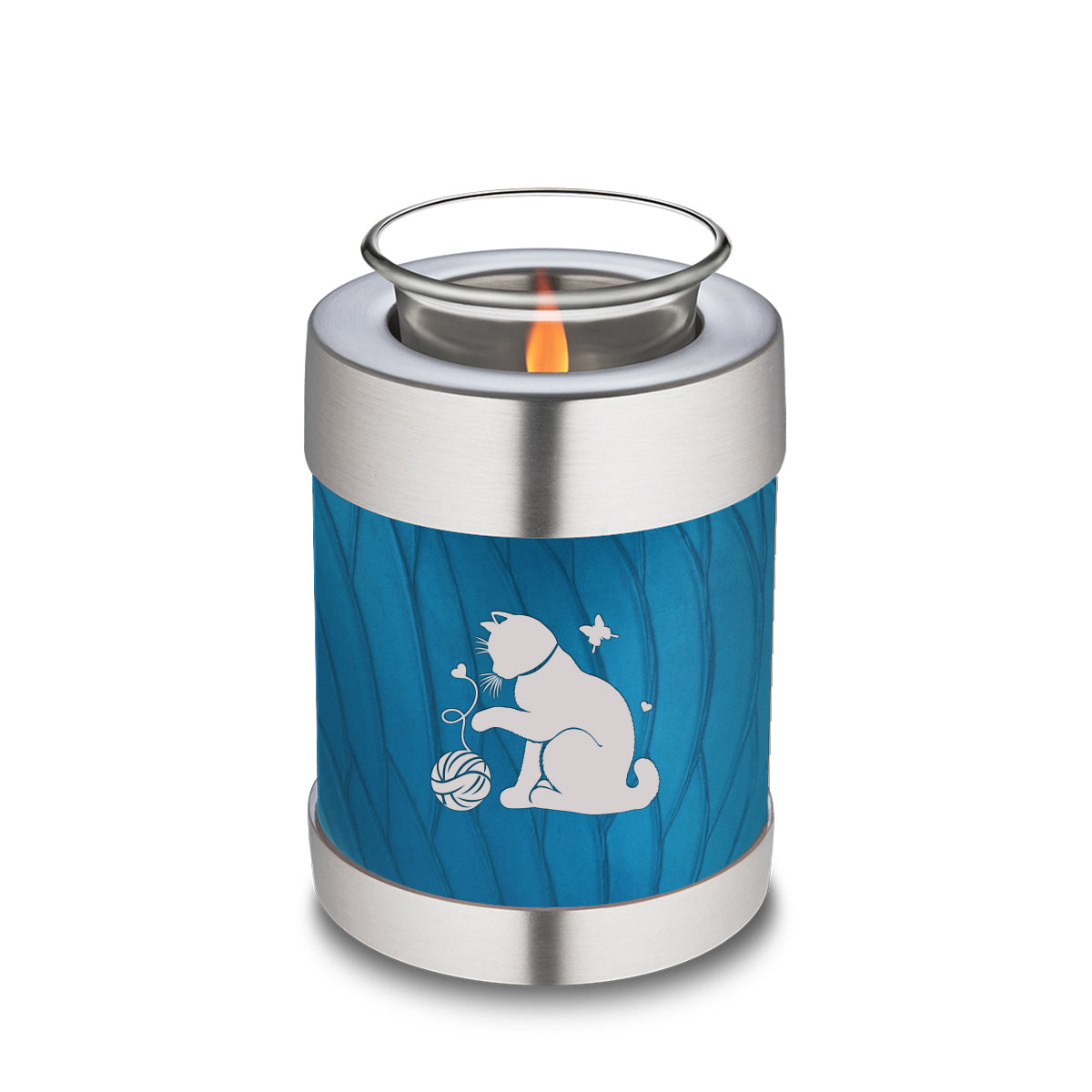 Candle Holder Embrace Pearl Racing blue Pet Fun Cat Cremation Urn