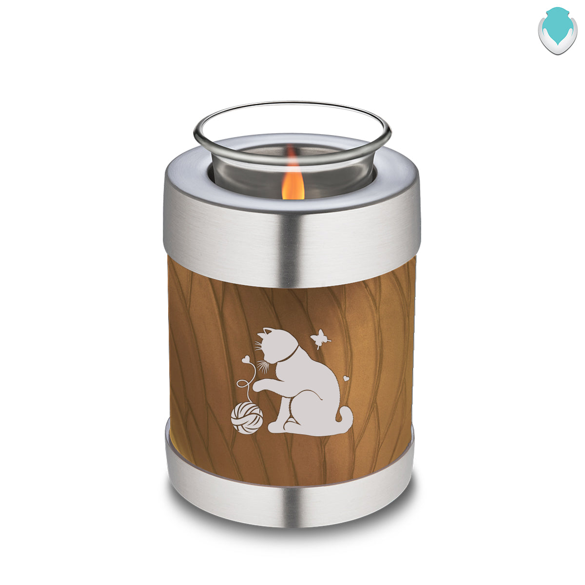 Candle Holder Embrace Pearl Gold Pet Fun Cat Cremation Urn