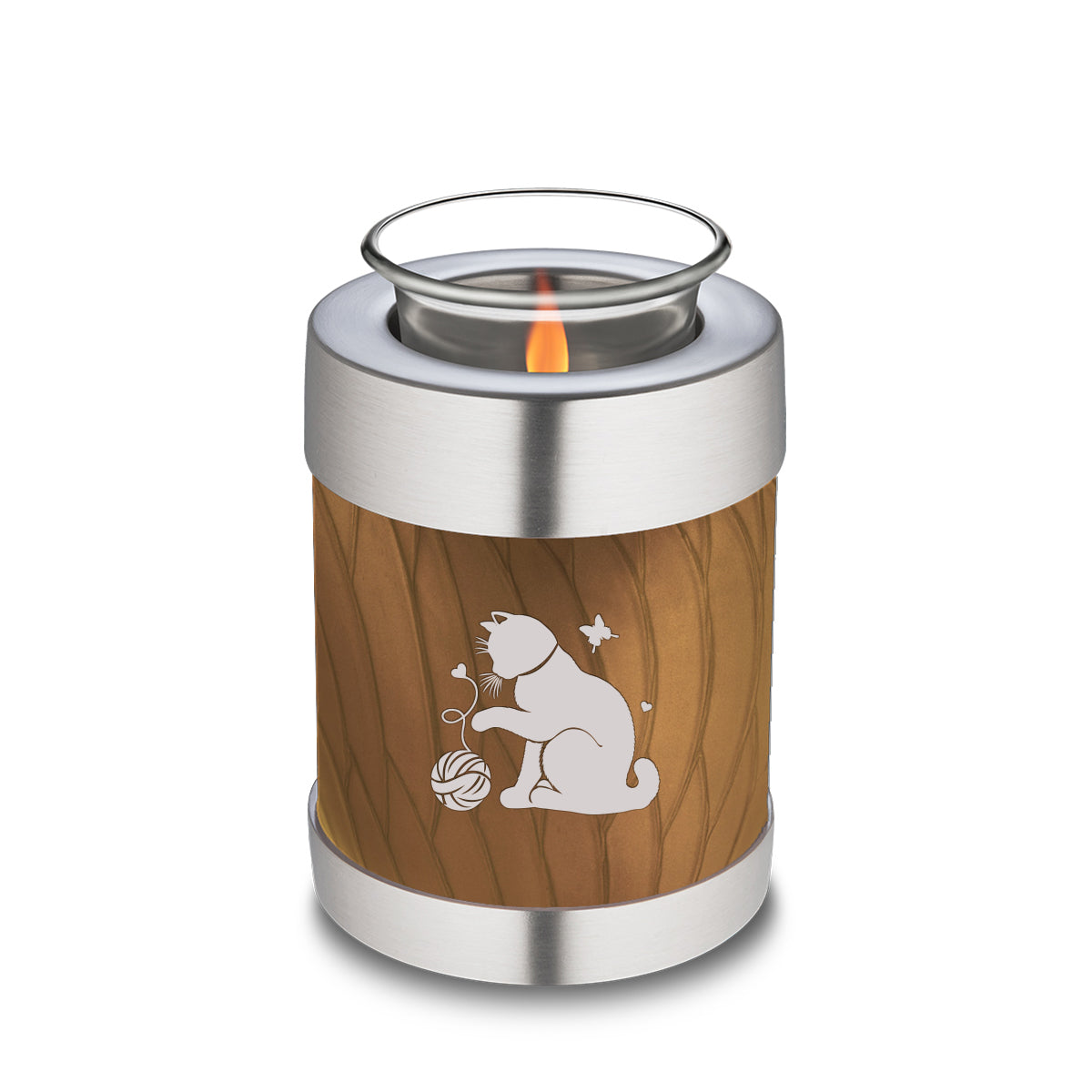 Candle Holder Embrace Pearl Gold Pet Fun Cat Cremation Urn