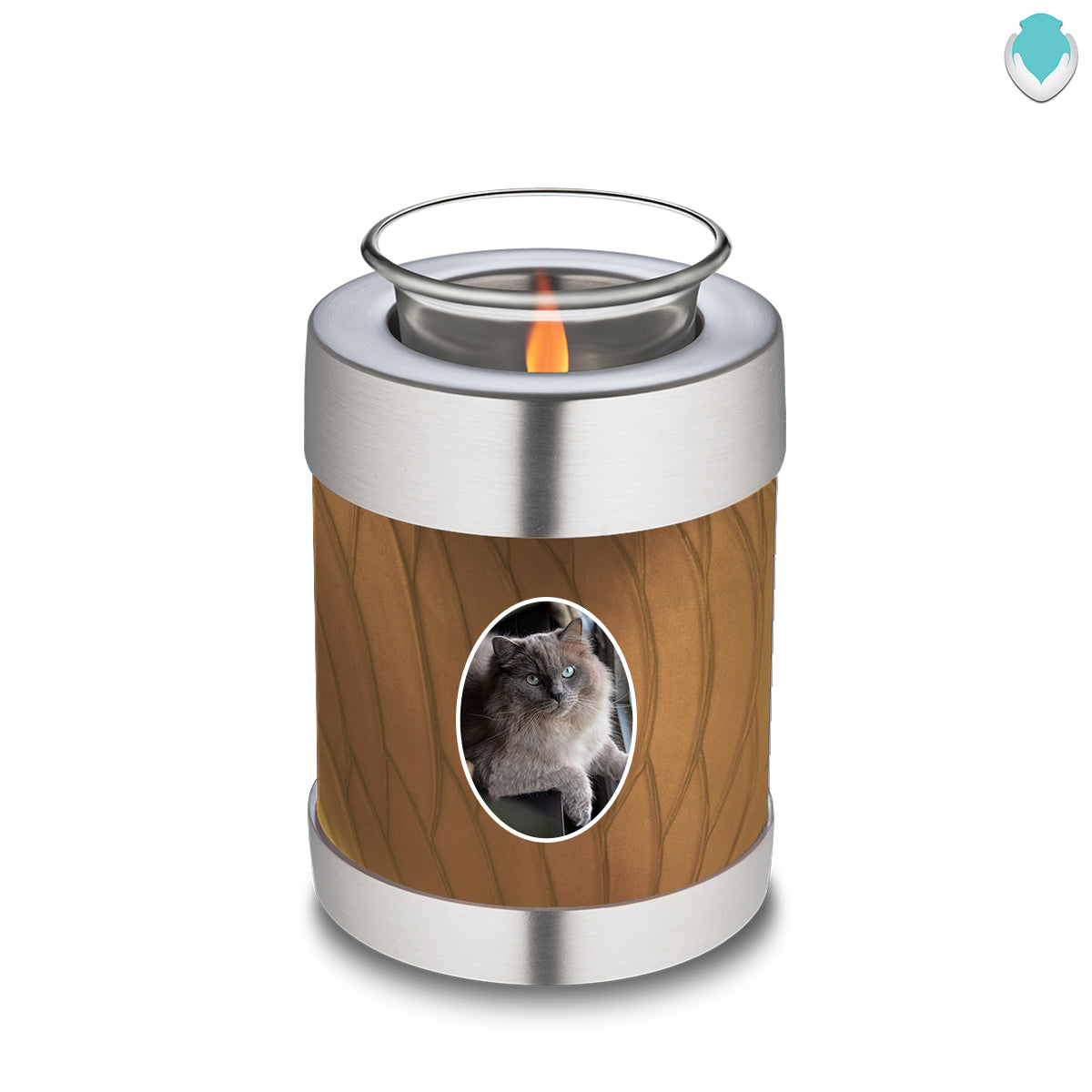 Candle Holder Pet Embrace Pearl Gold Portrait Cremation Urn