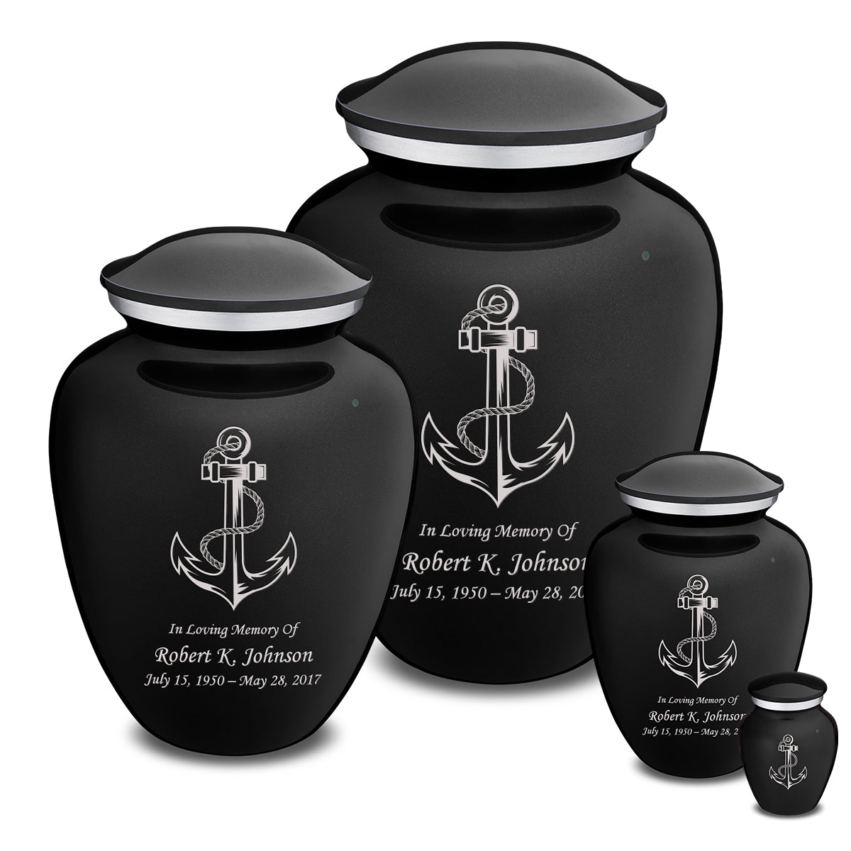 Extra Large Embrace Black Anchor Cremation Urn for Ashes