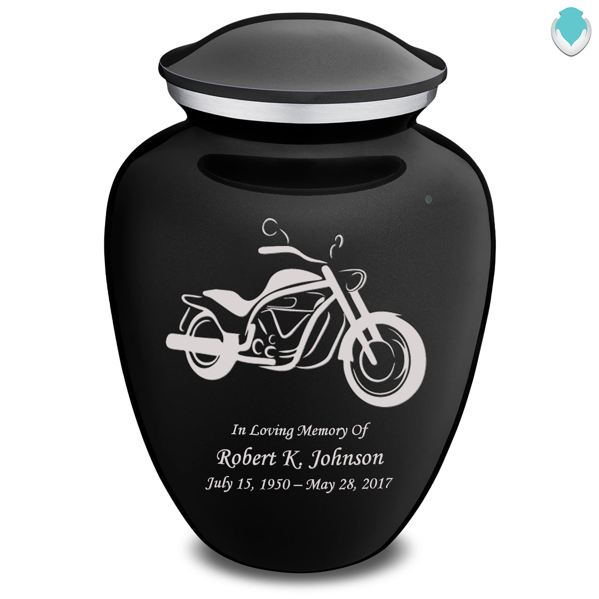 Extra Large Embrace Black Motorcycle Cremation Urn for Ashes
