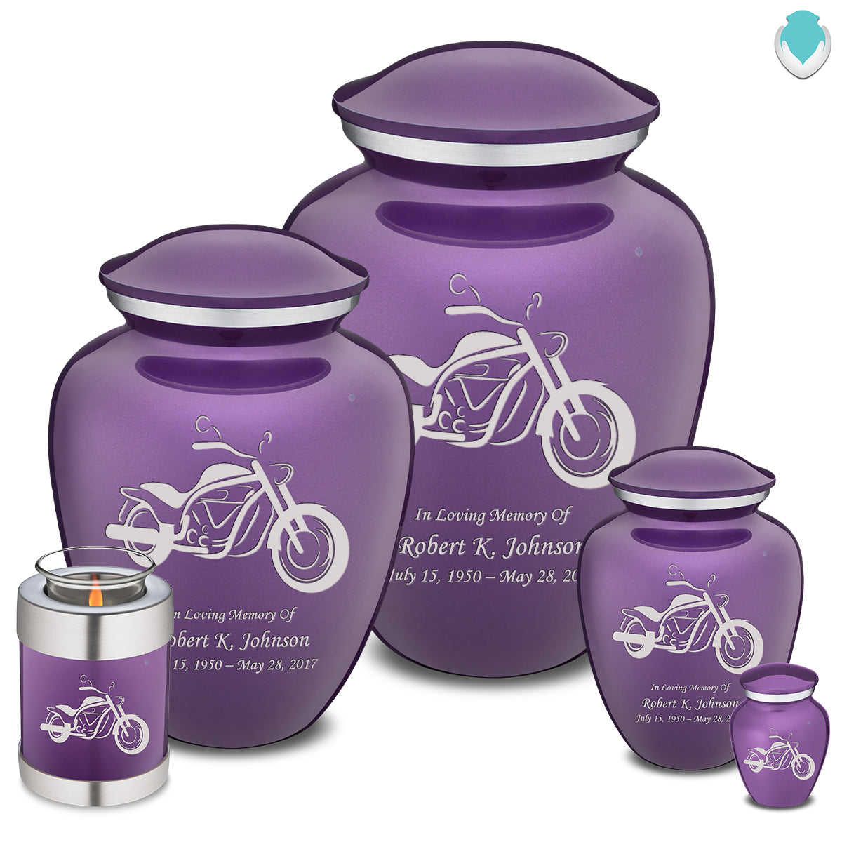 Extra Large Embrace Purple Motorcycle Cremation Urn for Ashes