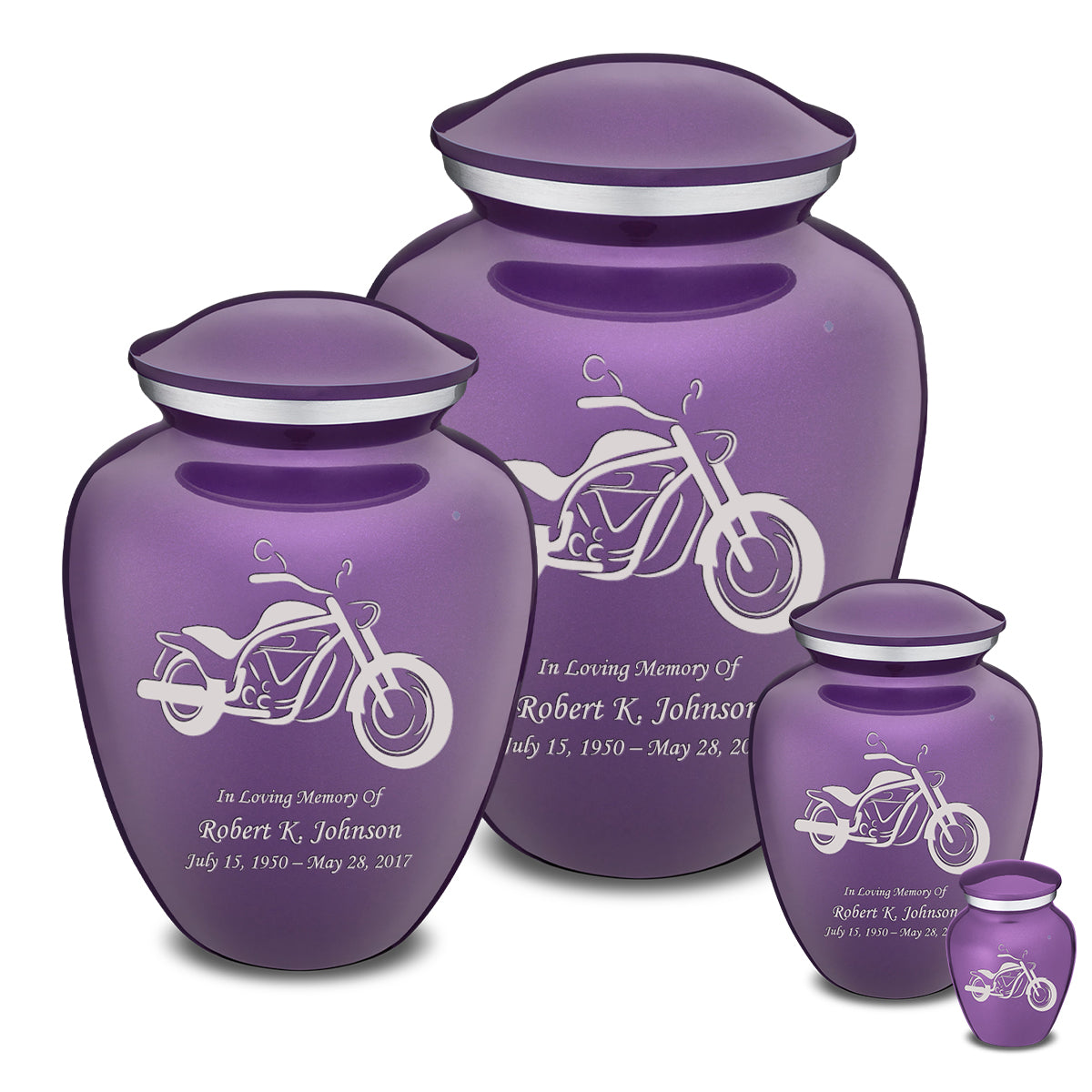 Extra Large Embrace Purple Motorcycle Cremation Urn for Ashes