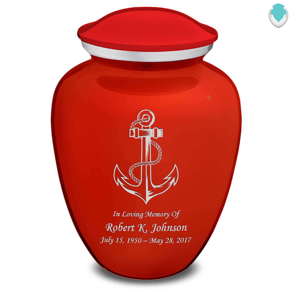 Extra Large Embrace Bright Red Anchor Cremation Urn for Ashes